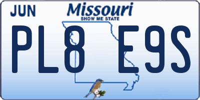 MO license plate PL8E9S