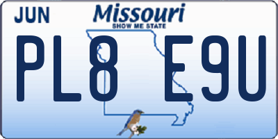 MO license plate PL8E9U