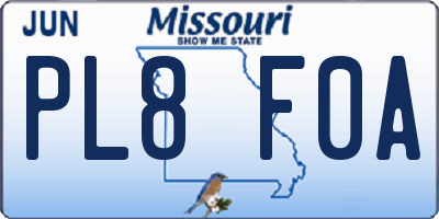 MO license plate PL8F0A