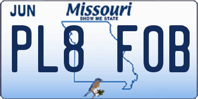 MO license plate PL8F0B