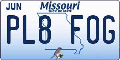 MO license plate PL8F0G