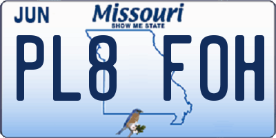MO license plate PL8F0H