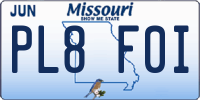 MO license plate PL8F0I