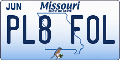 MO license plate PL8F0L