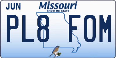 MO license plate PL8F0M