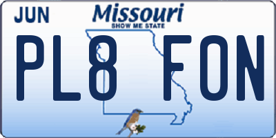 MO license plate PL8F0N