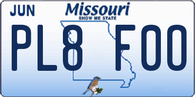 MO license plate PL8F0O