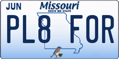 MO license plate PL8F0R
