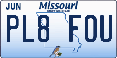 MO license plate PL8F0U