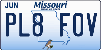MO license plate PL8F0V