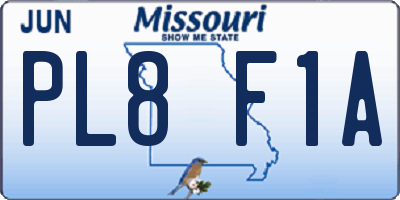 MO license plate PL8F1A