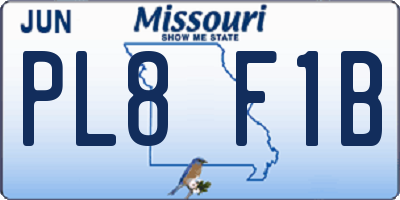 MO license plate PL8F1B