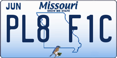 MO license plate PL8F1C