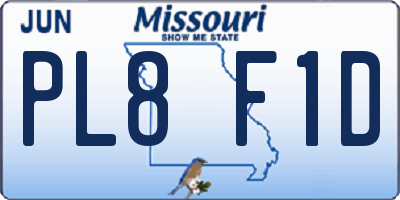 MO license plate PL8F1D