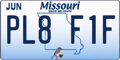 MO license plate PL8F1F