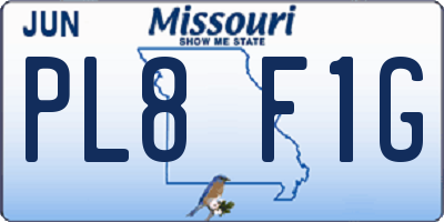 MO license plate PL8F1G