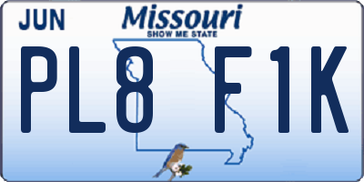 MO license plate PL8F1K