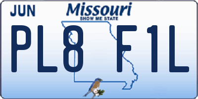 MO license plate PL8F1L