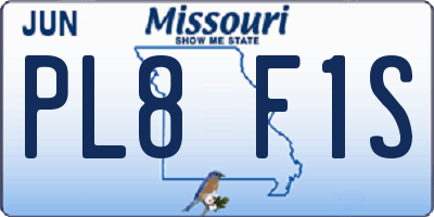 MO license plate PL8F1S