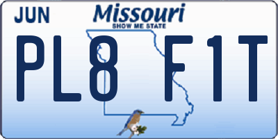 MO license plate PL8F1T