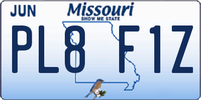 MO license plate PL8F1Z