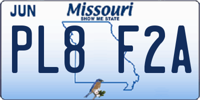 MO license plate PL8F2A