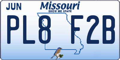 MO license plate PL8F2B