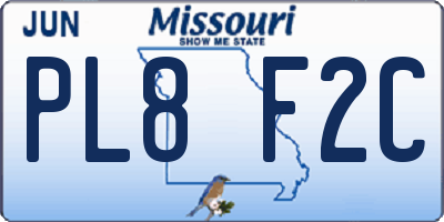 MO license plate PL8F2C