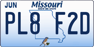 MO license plate PL8F2D