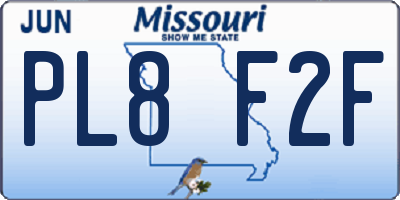 MO license plate PL8F2F