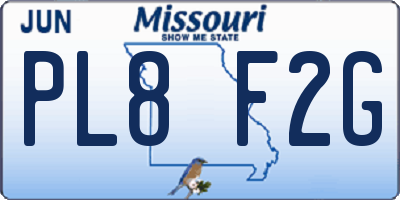 MO license plate PL8F2G