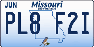 MO license plate PL8F2I