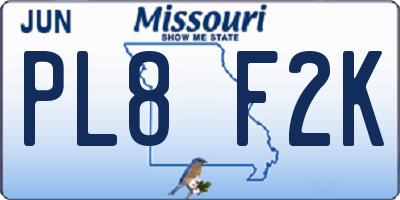 MO license plate PL8F2K