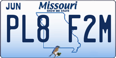 MO license plate PL8F2M