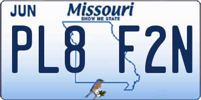 MO license plate PL8F2N