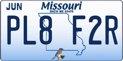 MO license plate PL8F2R
