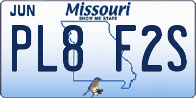 MO license plate PL8F2S
