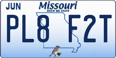 MO license plate PL8F2T