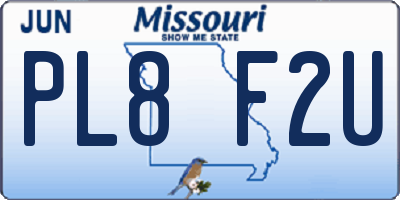 MO license plate PL8F2U