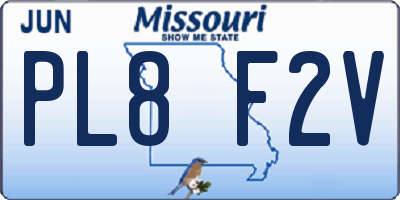 MO license plate PL8F2V