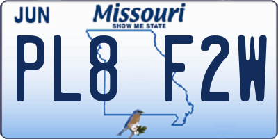 MO license plate PL8F2W