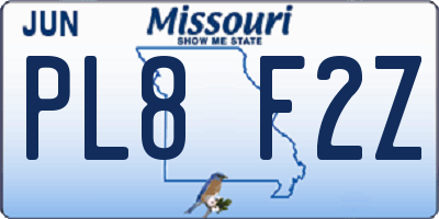 MO license plate PL8F2Z