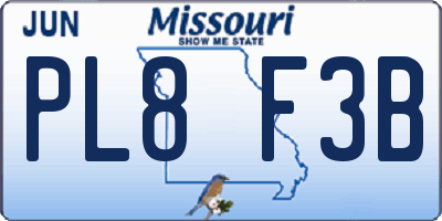 MO license plate PL8F3B