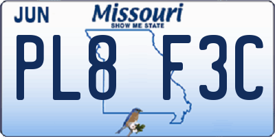 MO license plate PL8F3C