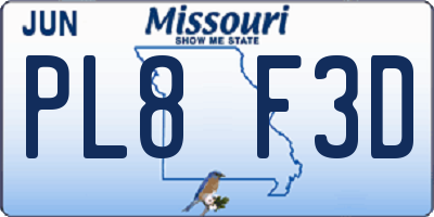 MO license plate PL8F3D