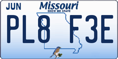 MO license plate PL8F3E
