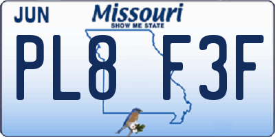 MO license plate PL8F3F