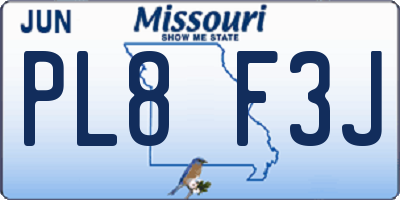 MO license plate PL8F3J