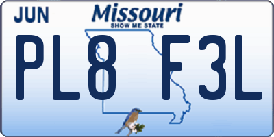 MO license plate PL8F3L