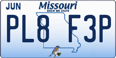 MO license plate PL8F3P